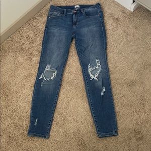 Dark Blue High Rise Distressed Jeans